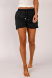 Tie Waist Side Pockets Cuffed Lounge Shorts