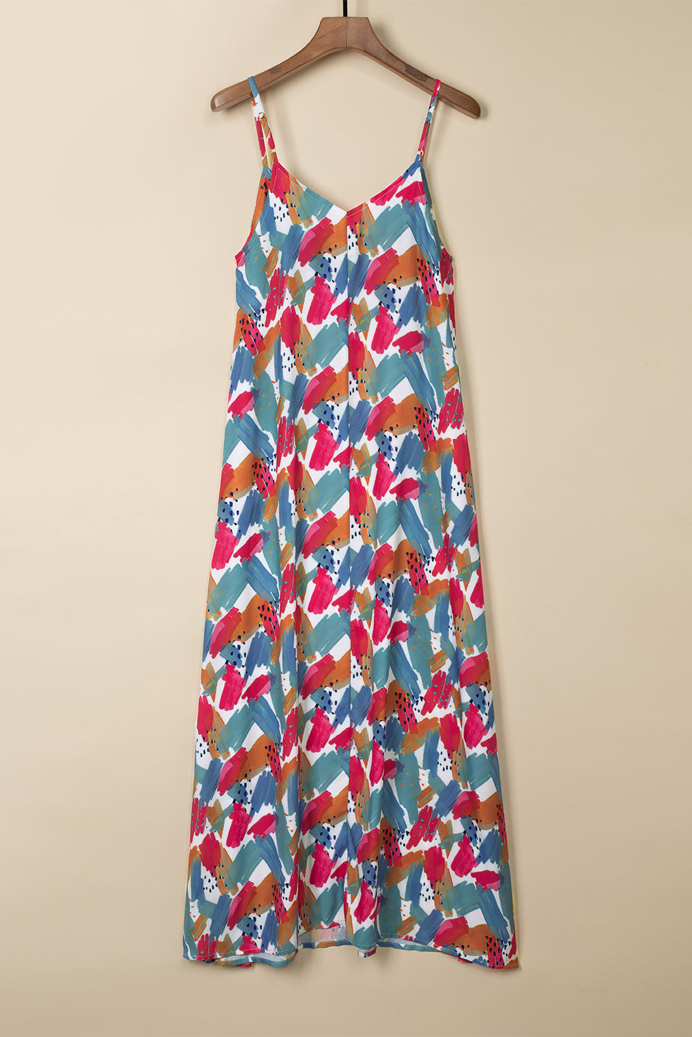 Abstract Print Spaghetti Straps Maxi Dress