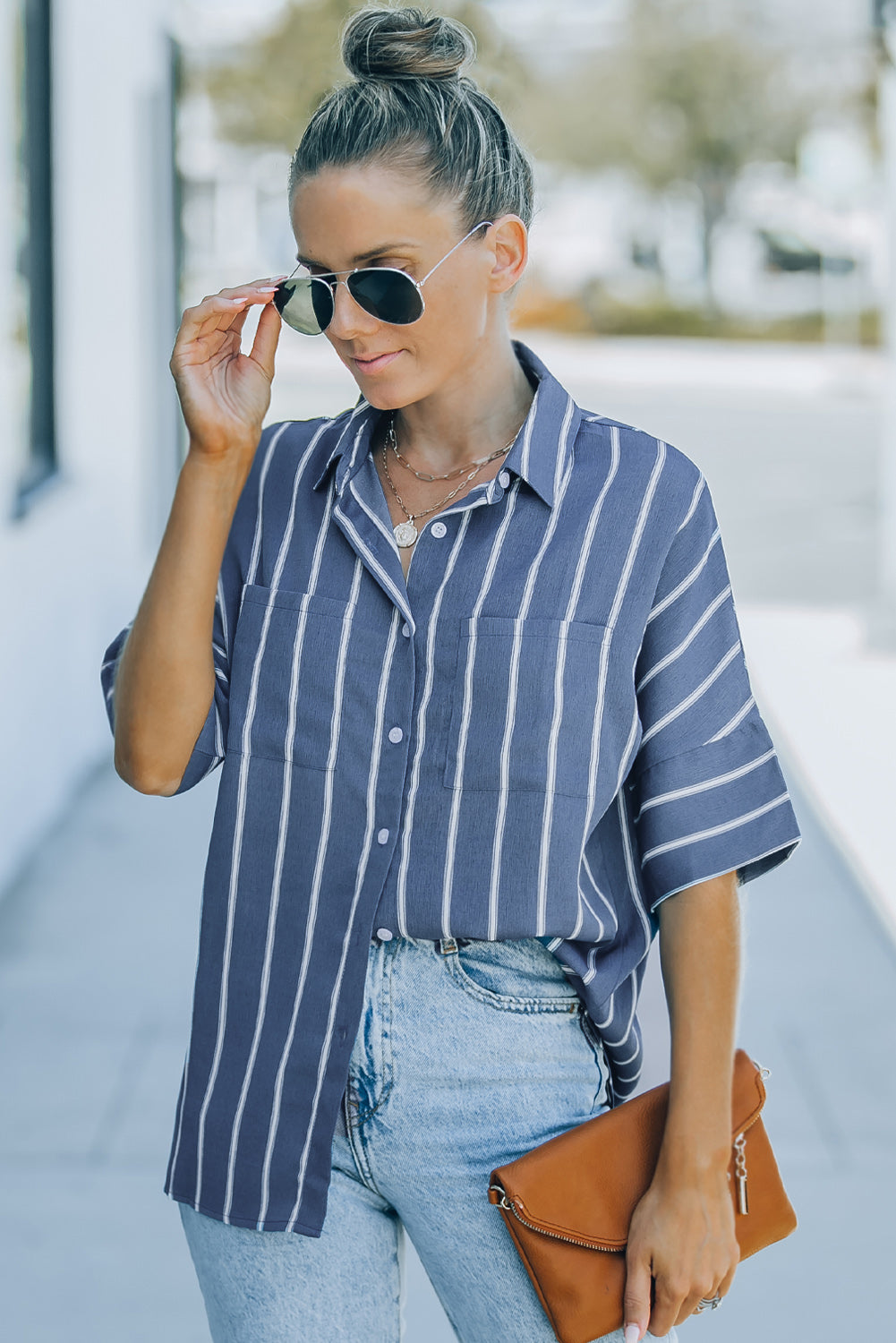 Pocketed Striped Shirt