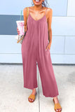 Spaghetti Straps Wide Leg Pocketed Jumpsuits