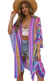 Kimono surdimensionné imprimé à rayures multicolores