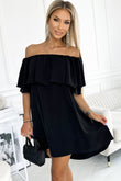 Off The Shoulder Ruffle Casual Shift Dress