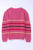 Striped Color Block Textured Knit Pullover Sweater