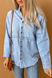 Chambray Pocketed Frayed Shirt