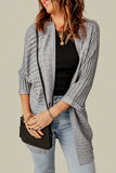 Ribbed Open Front Knit Cardigan