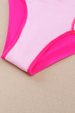 Color Block Cut out Halter Neck Backless One-piece Swimwear