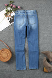 Cut Out Straight Leg Distressed Boyfriend Jeans