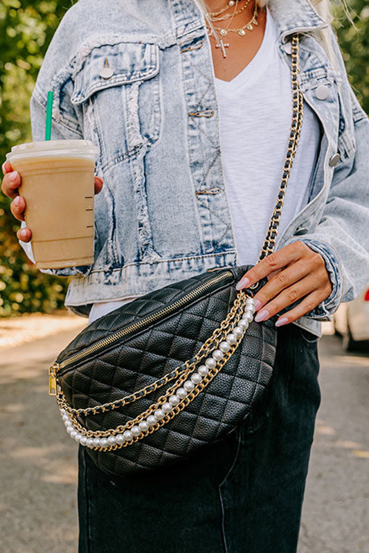 Faux Leather Quilted Crossbody Bag