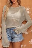 Hollow-out Knit Long Sleeve Top