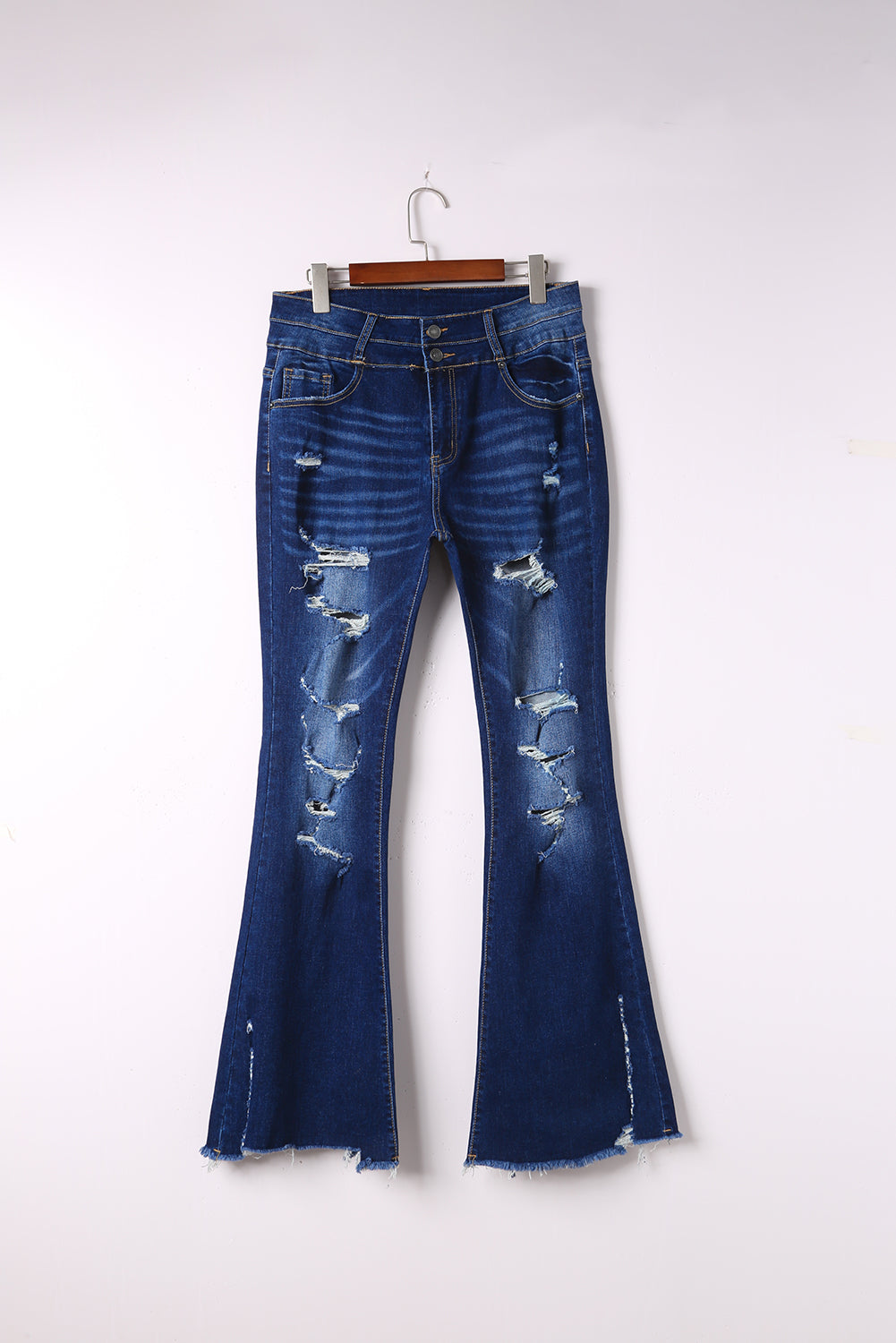 Distressed High Waist Flared Jeans