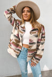 Multicolor Aztec Print Zipped Split Neck Hoodie