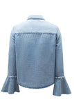 Chest Pockets Bell Sleeve Buttoned Denim Jacket