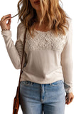 Lace Crochet V Neck Long Sleeve Top