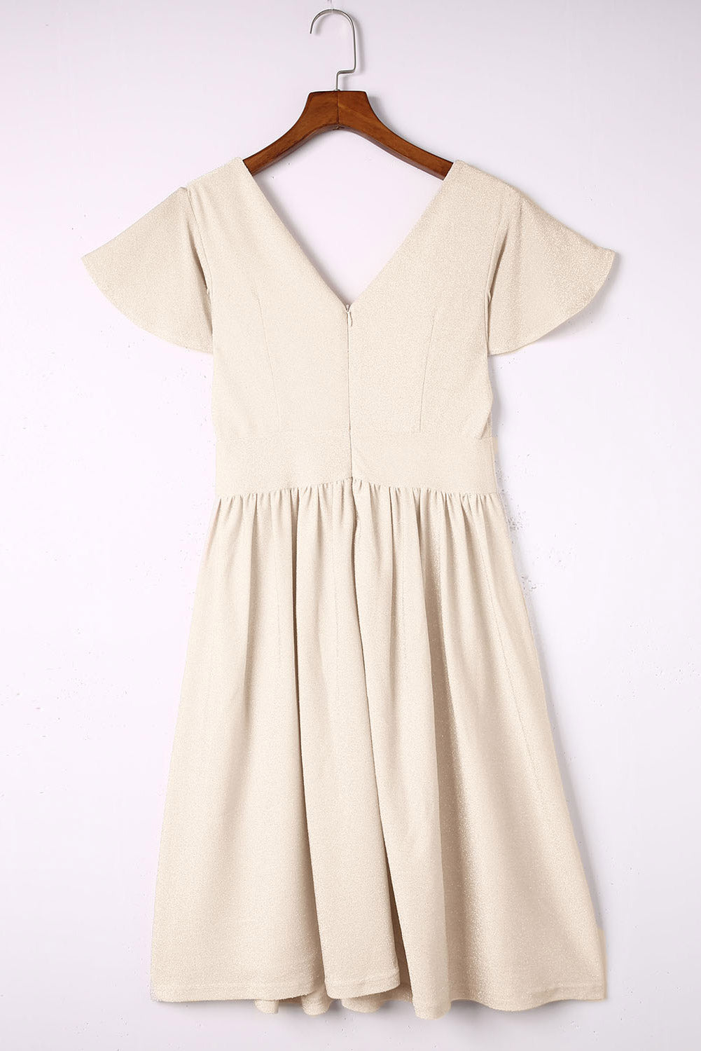 V Neck Wrap Ruched Flowy Midi Dress