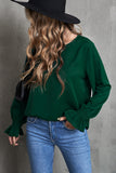 Crew Neck Ruffle Bubble Sleeve Top