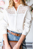 Lace Crochet Splicing Button Up Shirt