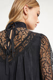 Mock Neck Lace Splicing Long Sleeve Blouse