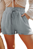 Drawstring Frayed Edge Pocketed Shorts