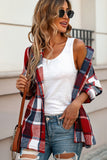 Hooded Plaid Button Front Shacket