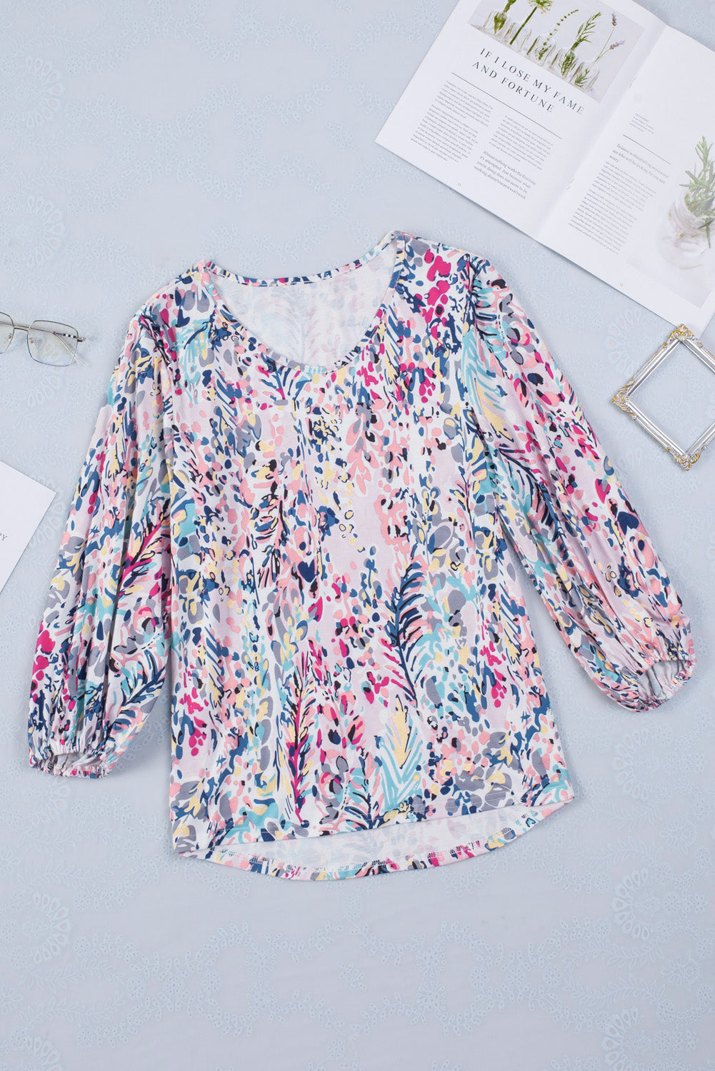 Floral Print Ruffle Sleeve Babydoll Top