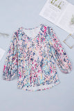 Floral Print Ruffle Sleeve Babydoll Top