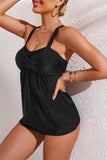 Adjustable Straps Ruched 2pcs Tankini Swimsuit