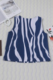 Abstract Striped V Neck Knotted Straps Tank Top