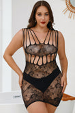 Plus Size Strappy Hollow-out Lace Chemise