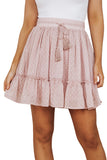 Swiss Dot Frill Trim Flared Mini Skirt