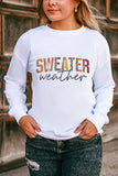 Orange Plain Crew Neck Pullover Sweatshirt