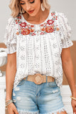 Long Sleeve Embroidered Print Blouse