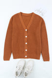 V Neck Drop Shoulder Buttons Cardigan