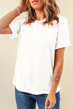 Khaki Casual Plain Crew Neck Tee