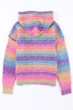 Pull à capuche multicolore ombré avec poche kangourou