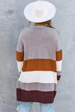 Open Front Colorblock Cardigan with Pockets