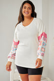 Plus Size Floral Print Raglan Bubble Sleeve Top