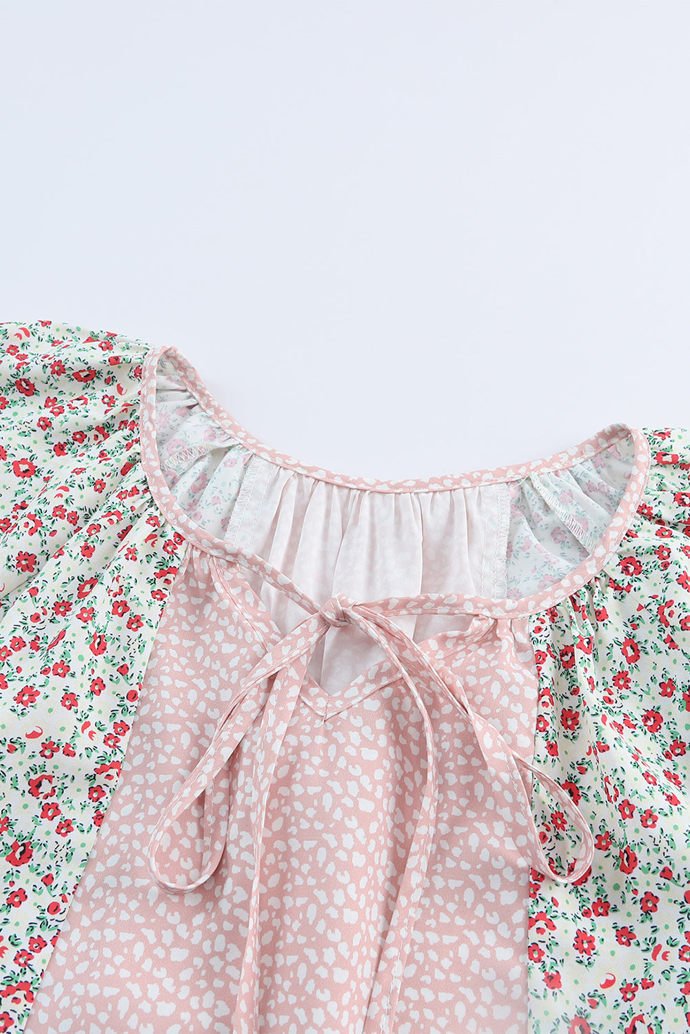 Chemisier à manches longues Dotty Floral Patchwork grande taille rose