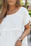 Ruffled Short Sleeves Crinkled Flowy Top