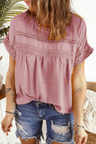 Swiss Dot Lace Splicing Short Sleeve Top