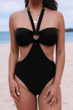 Halter O-ring Ruched Bust One Piece Swimsuit