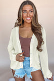 Plain Hollowed Knit Button Front Cardigan