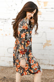 Floral Print Ruched Long Sleeve Dress