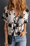 Apricot Floral Printed Short Sleeve Blouse