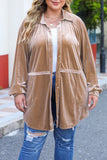 Casual Button Down Plus Size Velvet Shirt