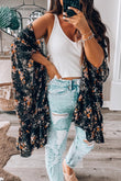 Dainty Floral Print Flowy Kimono