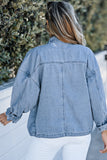 Roll-Up Tab Sleeve Button Down Pocket Denim Jacket