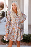 Split Neck Buttons Front Shirt Floral Dress