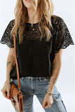 Lace Crochet Patchwork Short Sleeve Blouse