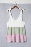 Plus Size Color Block Ruffle Tiered Babydoll Tank Top