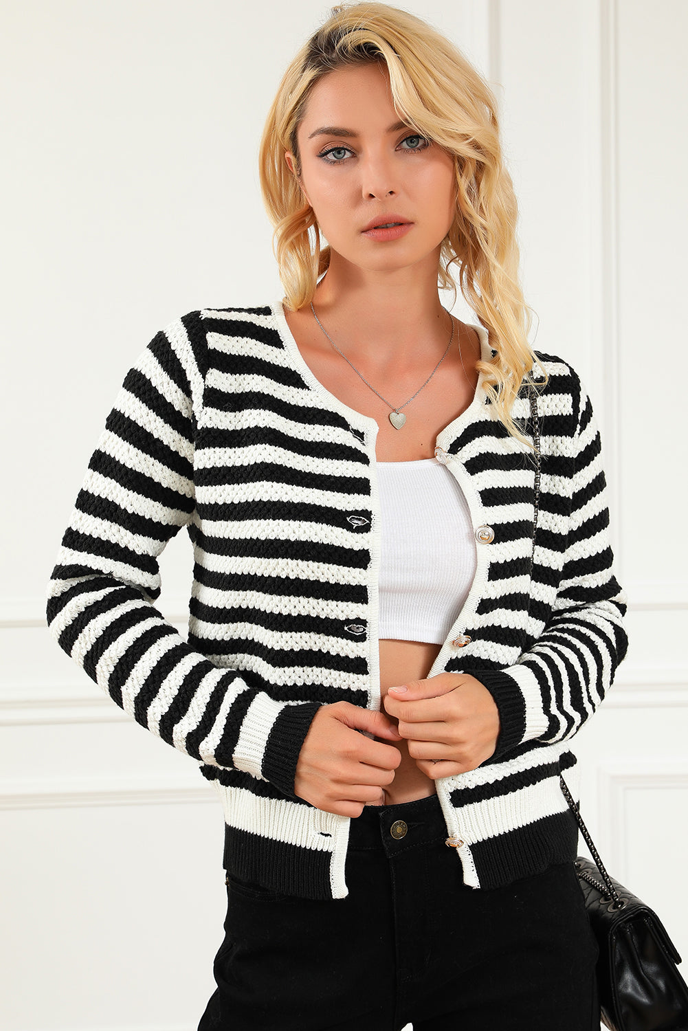 Contrast Striped Print Cardigan